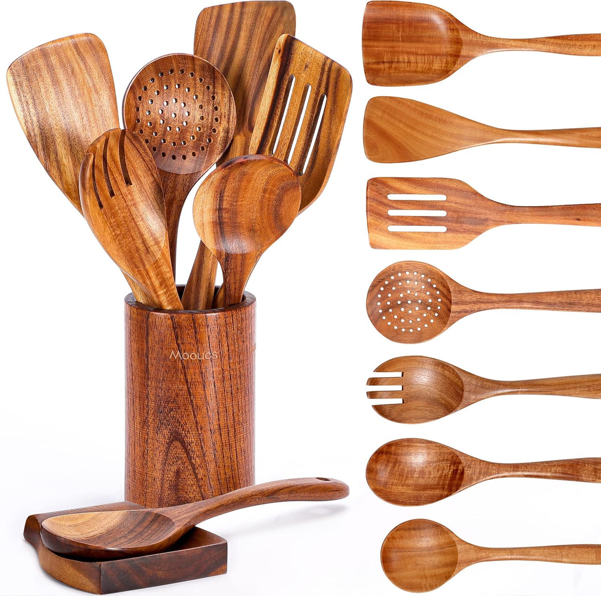 Wooden Utensil Holder Set